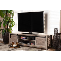 Baxton Studio ET 4015-ZZ2-TV Stand Bruna Modern and Contemporary Farmhouse White-Washed Oak Finished TV Stand